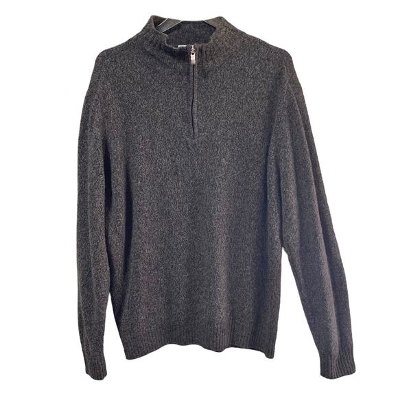 Enzo Mantovani 100% Wool Quarter Zip Pullover Sweater Brown Men's Size Large - Picture 2 of 8